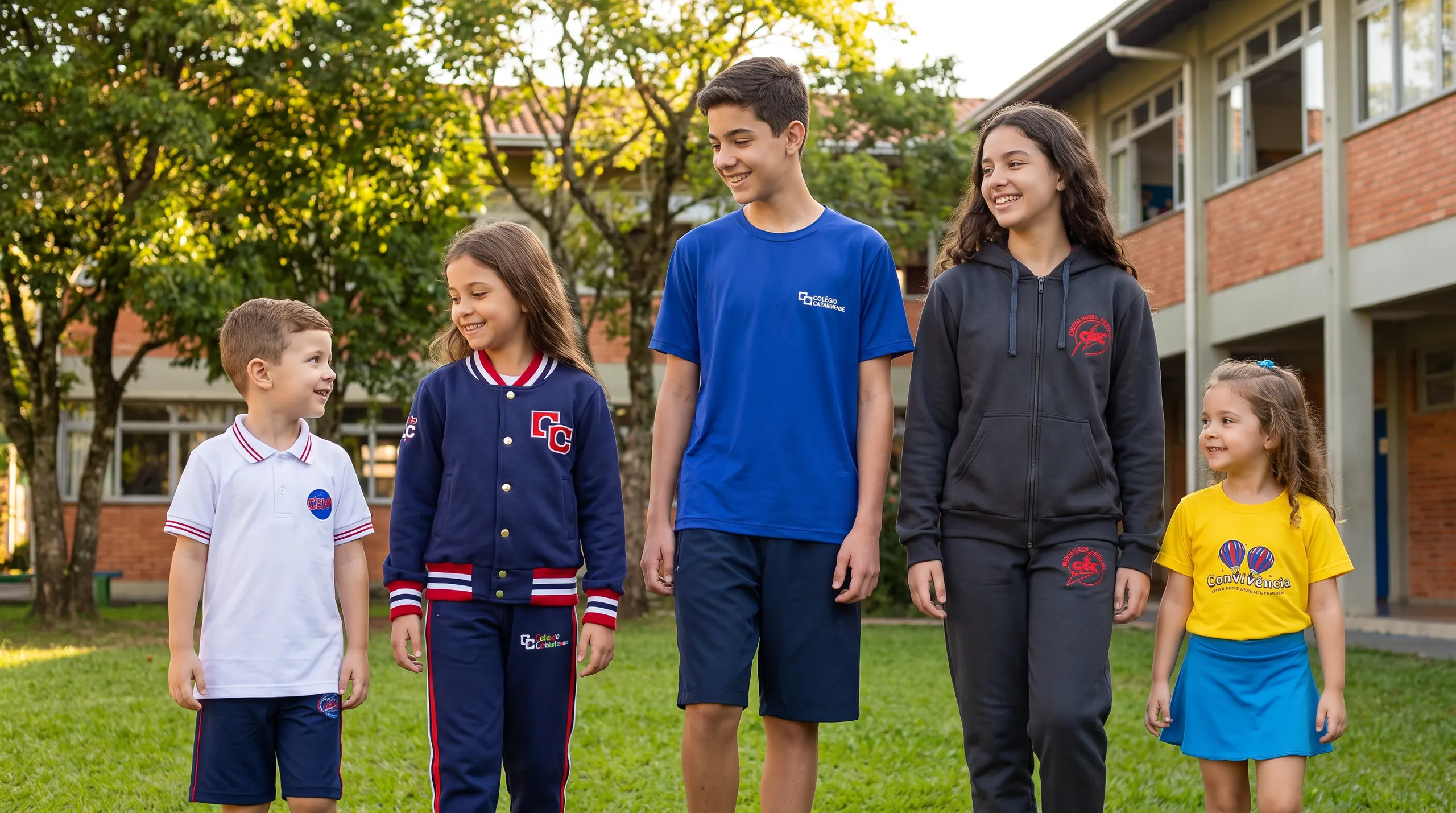 Alunos com os uniformes das escolas atendidas pela Andra
