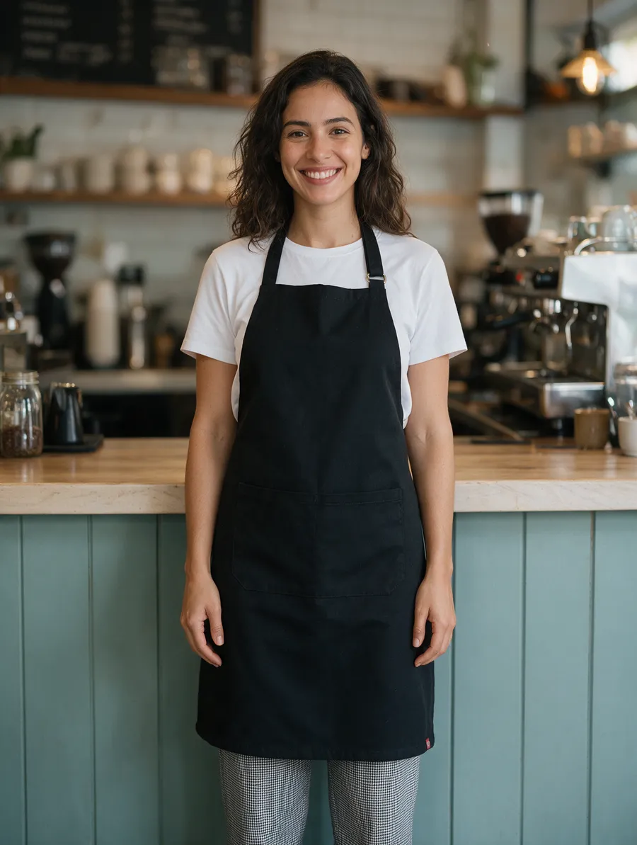 Barista com avental de peito